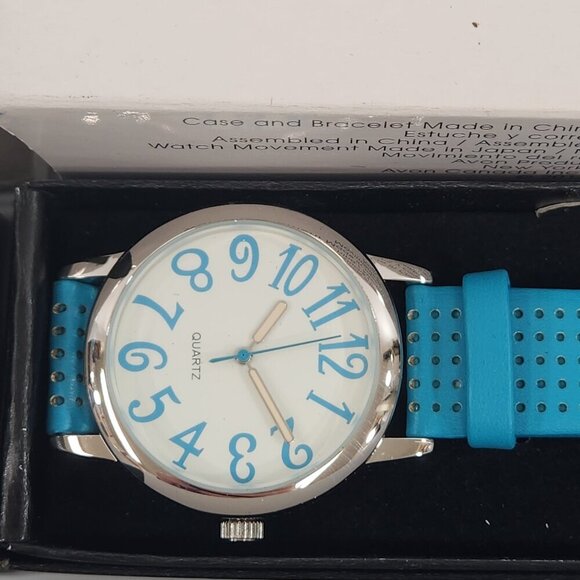Avon Watch Lot Perforated Strap White Blue Color Block Purple Bold Black NEW - Picture 4 of 8